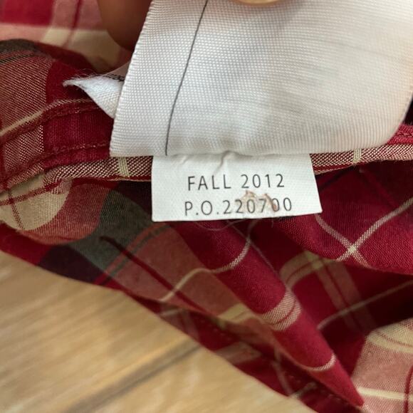 Carhartt Plaid Flannel Shirt Men M Red Button Front Cotton Long Sleeve Fall 2012 - Picture 4 of 7